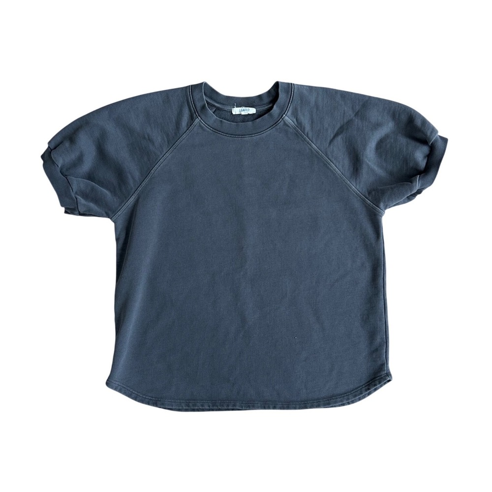 Leallo helen Gray Short puff‎ Sleeve Raglan Sweatshirt Cotton S minimalist